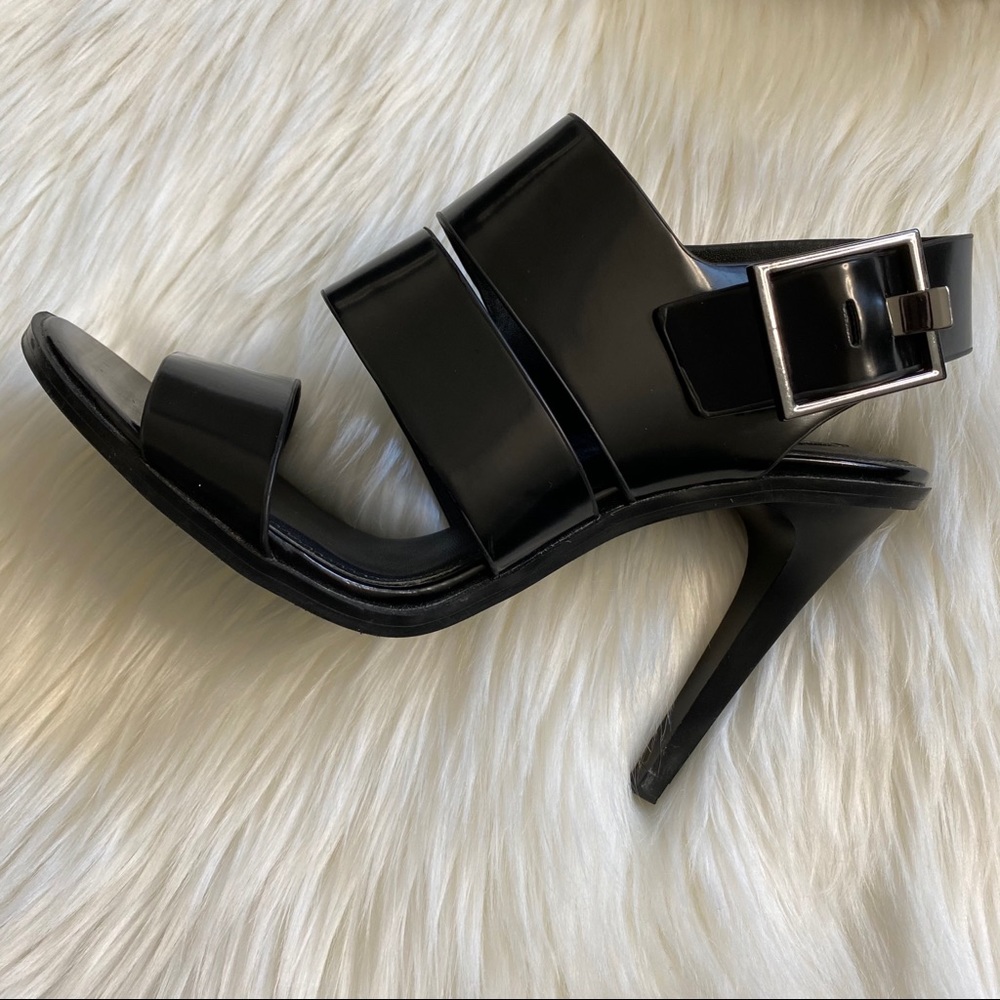 Zara Women’s (37) Black Cage Strappy Stilettos High Heel Sandal Minimalist Pump